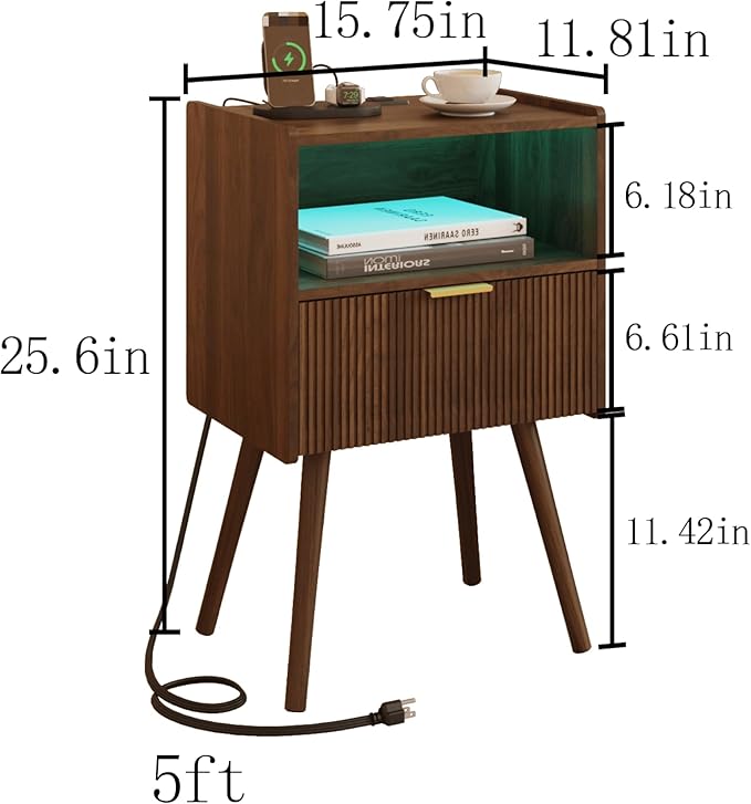 Nightstand, Modern Bedside Table - Image 2