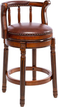 Cow top Leather Wooden Bar Stools, 360 Degree Swivel Bar Height Chair by AULIFE
