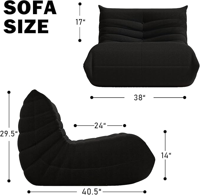 Bean Bag Chair, Memory Foam Bean Bag Sofa Large Bean Bag Chair - Image 2