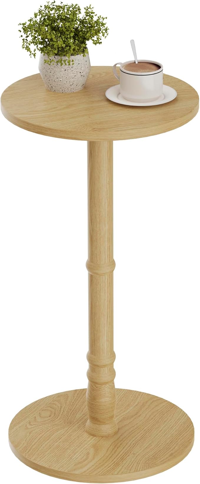 Round Side Table, Solid Wood Pillar - Image 9