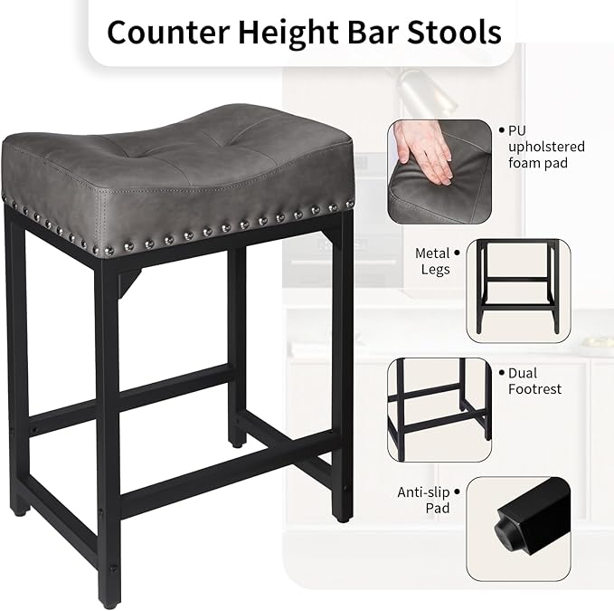 Counter Height Bar Stools Set of 2, Bar Stools - Image 6