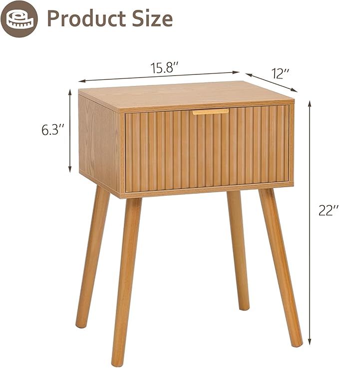 Fluted Nightstand, Small Bedside Table - Image 6