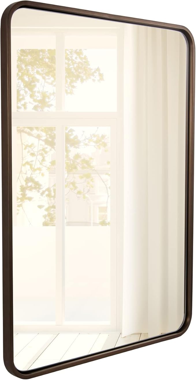 ANDY STAR 24x32 INCH Bronze Bathroom Mirror, Rounded Rectangle Oil Rubbed by ANDYSTAR