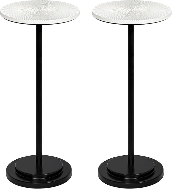 Drink Table Set of 2, Weighted Base Pedestal Table, Martini Table, Small Side - Image 5