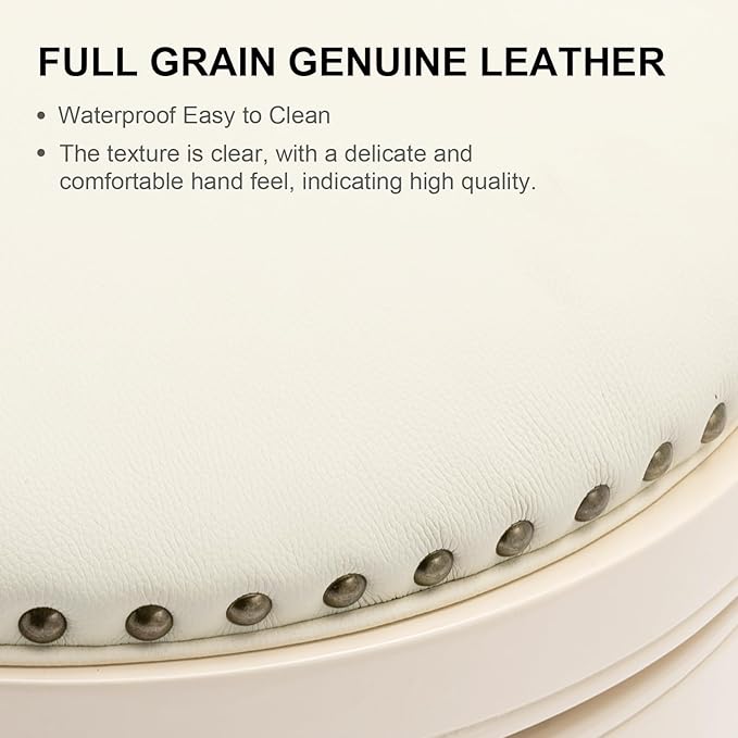 CozyRain Bar Stools Modern Swivel Barstools, Kitchen Counter Genuine Leather - Image 7