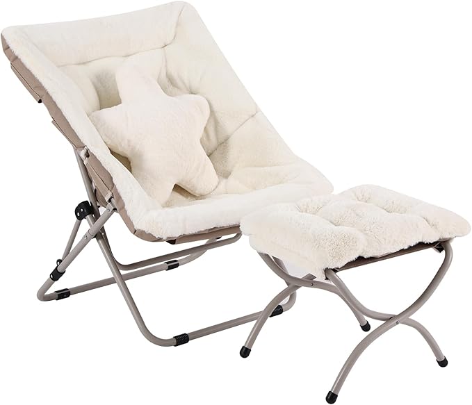 Welnow Comfy Saucer Chair with Ottoman, Oversized Folding Reading Chair by LifeGetsBetterWithWelnow