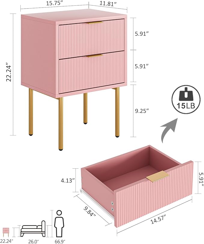 Masupu Night Stand, Mid-Century Modern Bedside Table - Image 2