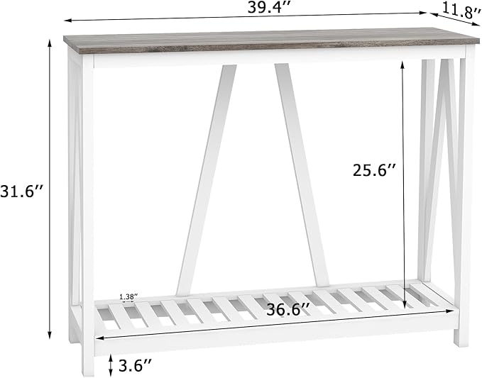 Farmhouse Console Table for Entryway, 39.3 Inch Sofa Table - Image 2