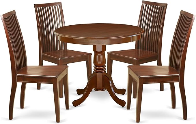 East West Furniture ANIP5-MAH-W 5 Piece Kitchen Table & Chairs Set Includes a by EastWestFurniture