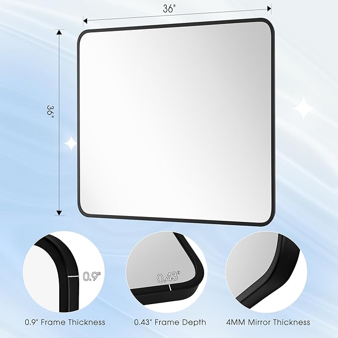 36x36 Inch Rectangle Bathroom Mirror - Image 9