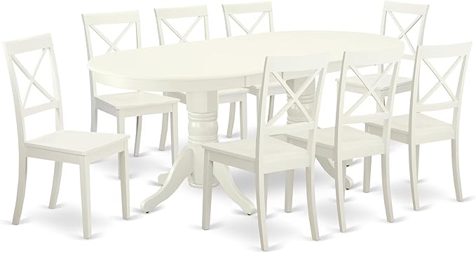 East West Furniture VABO9-LWH-W 9 Piece Modern Dining Table Set Includes an by EastWestFurniture