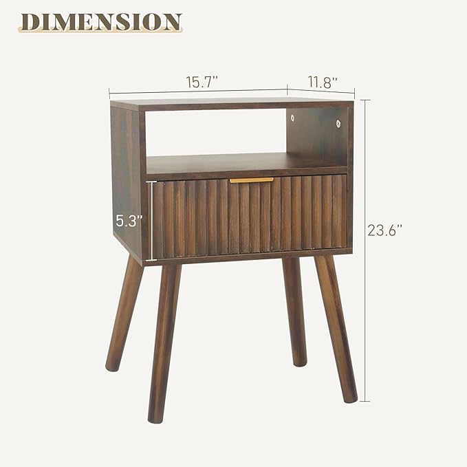 Walnut Nightstand, Wooden Bedside Table - Image 3