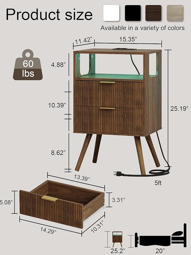 Nightstand, Modern Bedside Table - Image 2