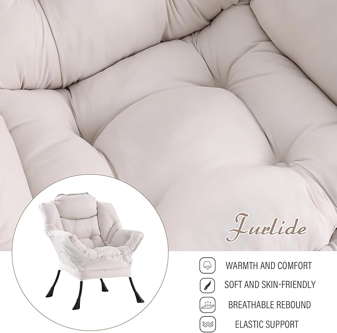 Lazy Chair with Ottoman, Modern Chair with Folding Footrest, Lounge Accent Chair - Image 7