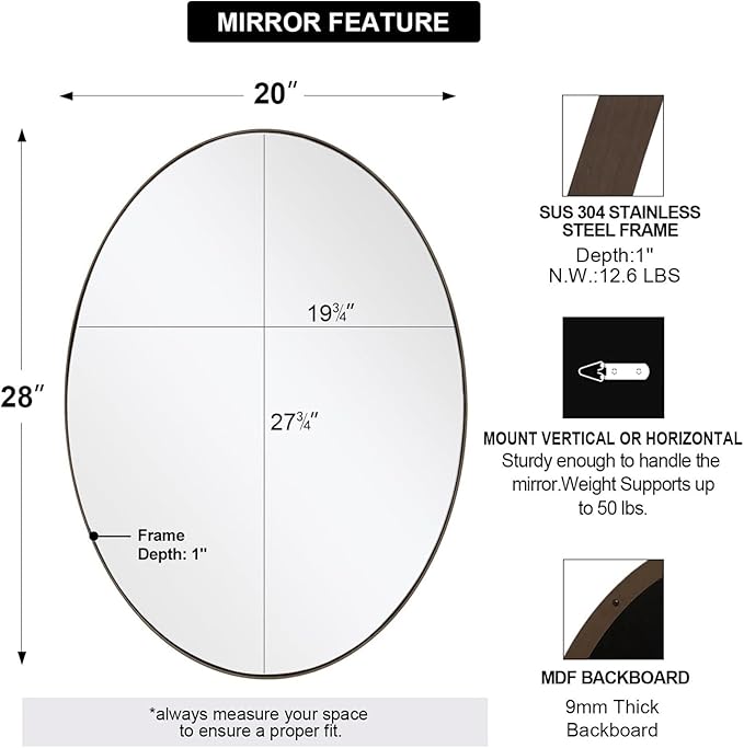 ANDY STAR Brushed Bronze Oval Mirrors - Image 2