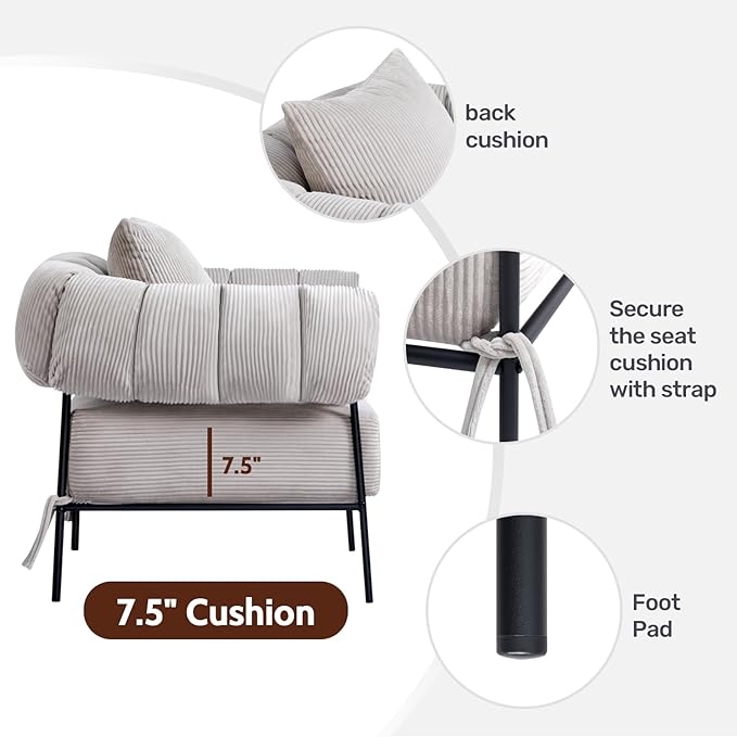 HollyHOME Modern Velvet Accent Chair - Image 6