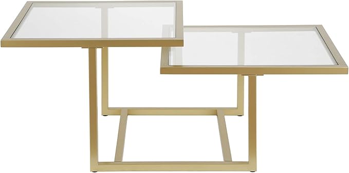 Henn&Hart 43" Wide Square Coffee Table in Brass, Modern coffee tables - Image 4