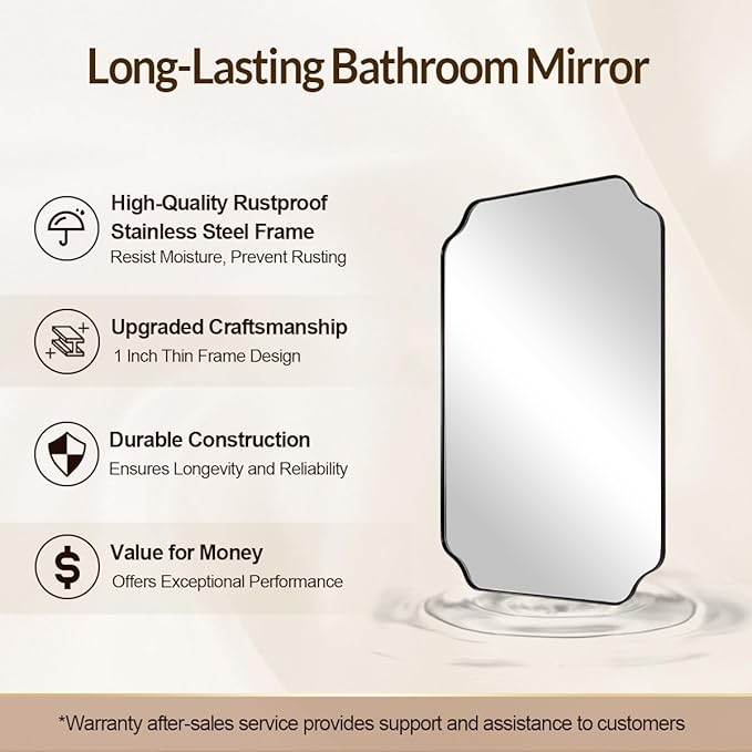 Scalloped Mirror, Matte Black Mirror - Image 7