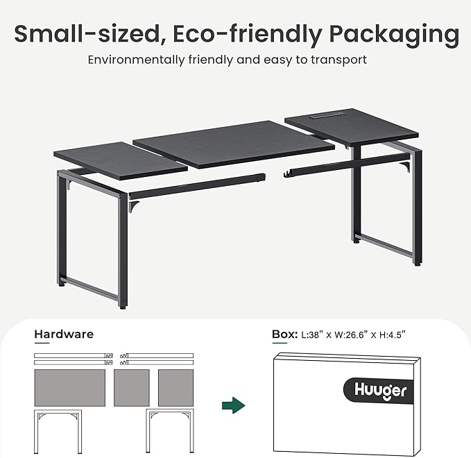Huuger 63 x 24 inch Desk with Power Outlets & USB-C, Deeper & Thicker Desktop - Image 9
