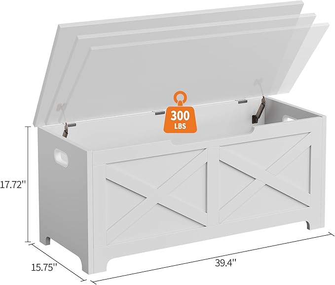 GarveeHome 39.4" Storage Chest, Wooden Storage Bench - Image 3