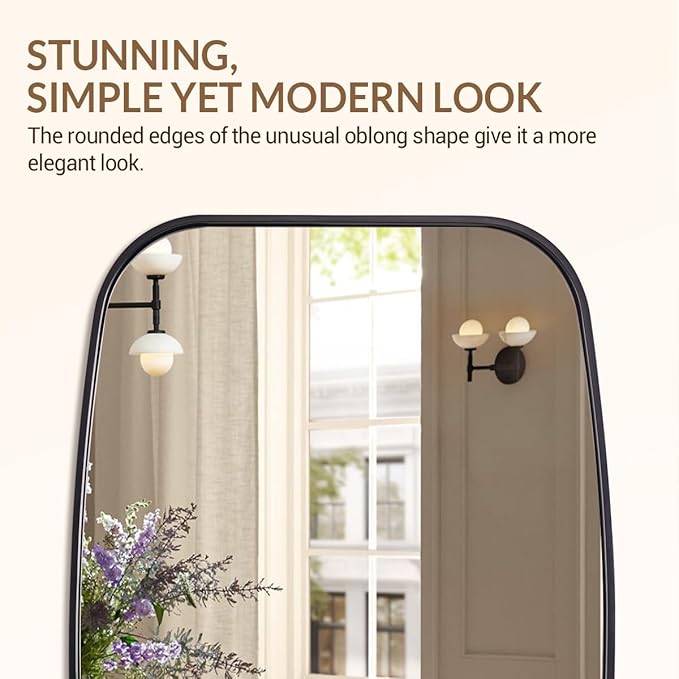 ANDY STAR Black Oval Mirrors for Bathroom, 24x36 Inch Oblong Bathroom Mirrors - Image 6