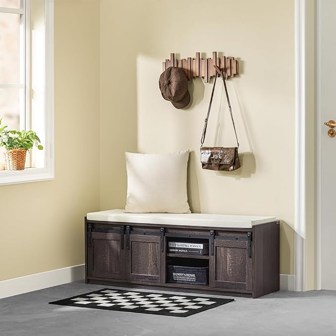 Haotian Industrial Style Shoe Storage Bench, Entryway Hallway Shoe Cabinet - Image 8