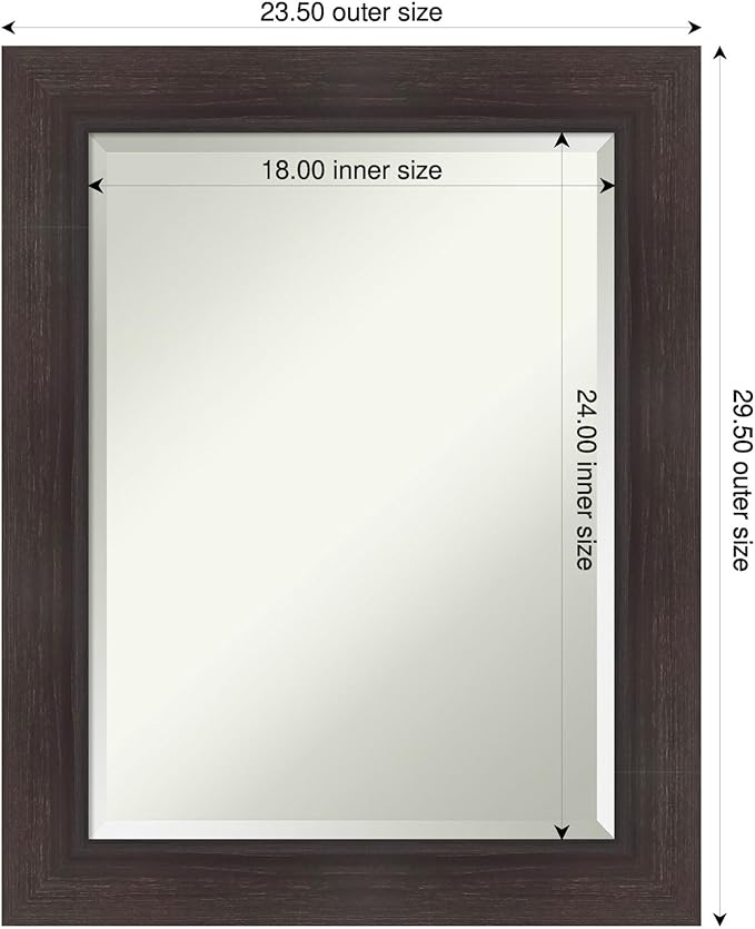 Amanti Art Brown Wall Mirror 30x24 Sloped Espresso Rectangle Bathroom Mirror - Image 3
