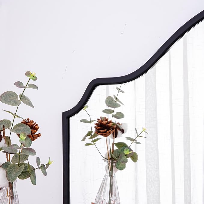 Chende Black Arched Mirror, Modern Scalloped Mirror - Image 3