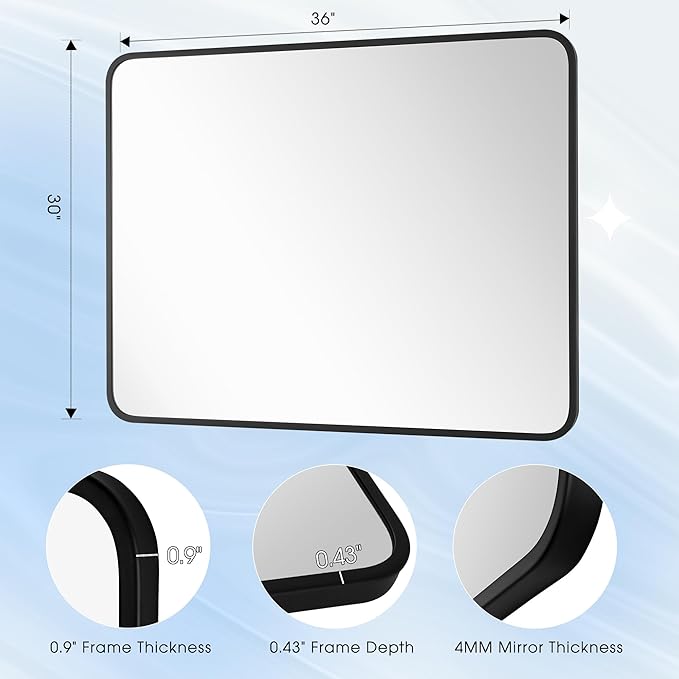 30x36 Inch Rectangle Bathroom Mirror - Image 8