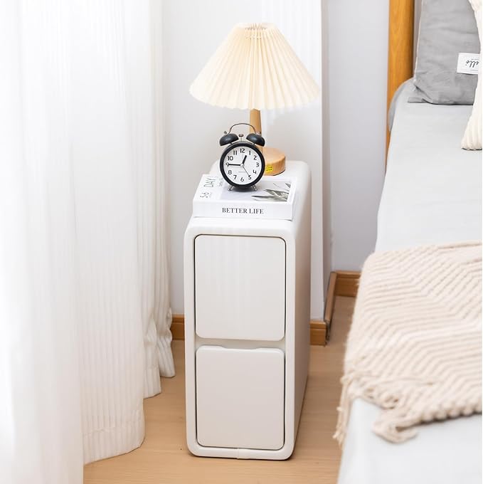 Narrow Nightstand, Solid Wood Night Stand, Slim Nightstands by SOBIBO