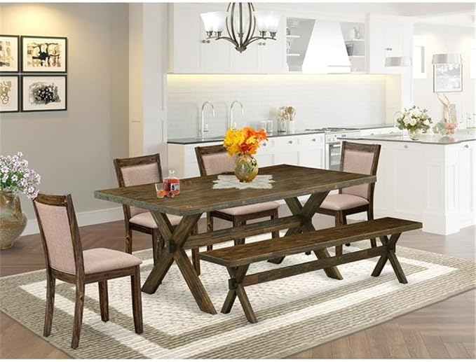East West Furniture X777MZ716-6 6 Piece Dining Table Set Contains a Rectangle - Image 2