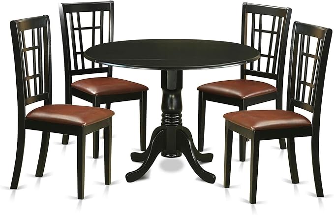 East West Furniture DLNI5-BLK-LC 5 Piece Dining Set Includes a Round Dining by EastWestFurniture
