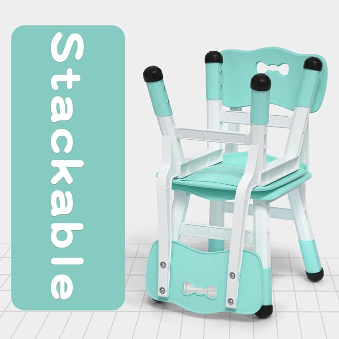 4 Piece Kids Chair Set 3 Levels Adjustable Stackable Kids Chairs Ideal - Image 5