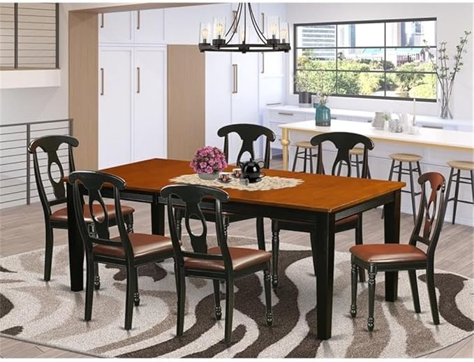 East West Furniture QUKE7-BCH-LC 7 Piece Dinette Set Consist of a Rectangle - Image 2