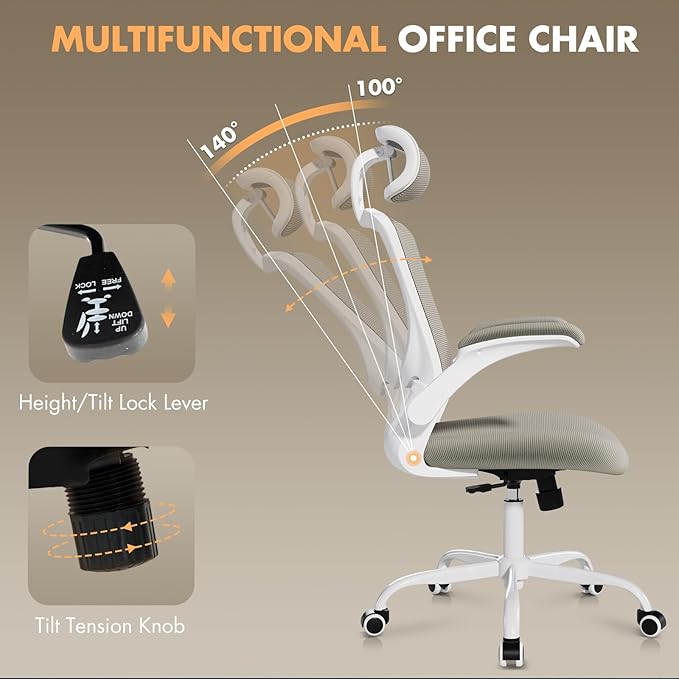 Ergonomic Office Chair with Adjustable Lumbar Support & Headrest, High Back - Image 4