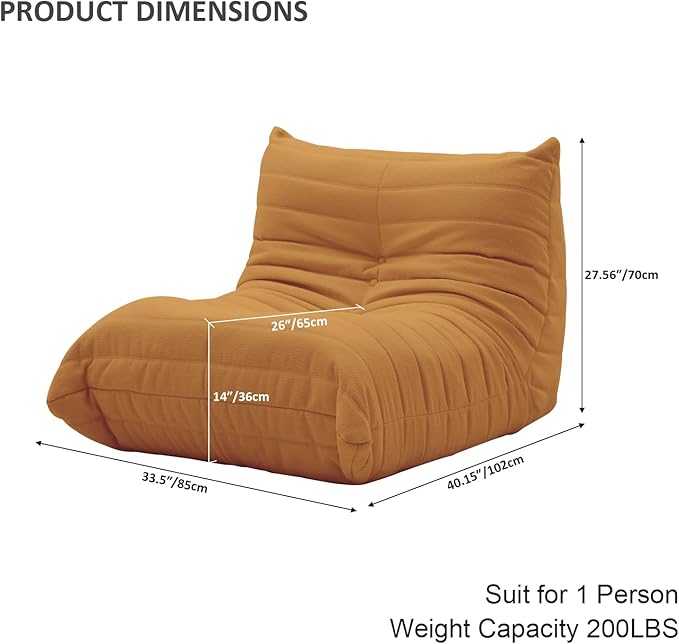 Luxury Sofa Couch Chair, Lazy Floor Seating, Fireside Bean Bag Chair, Ergonomic - Image 2