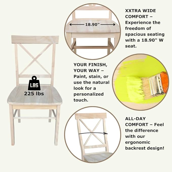 Set of Two X-Back Dining Chairs, Unfinished - Image 4