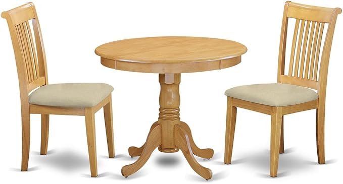 East West Furniture ANPO3-OAK-C 3 Piece Kitchen Table & Chairs Set Contains a by EastWestFurniture