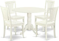 East West Furniture DLAV5-LWH-W 5 Piece Dining Set Includes a Round Dining Room by EastWestFurniture