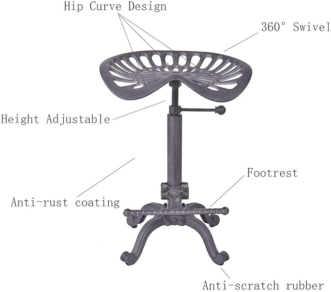 Industrial Bar Stool-Swivel Tractor Seat-Kitchen Dining Counter Chair-Extra Pub - Image 5