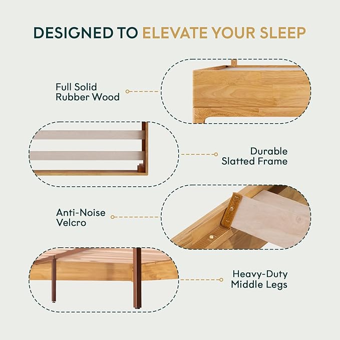 Nipe Platform Bed Frame with Headboard Size Queen - Image 3