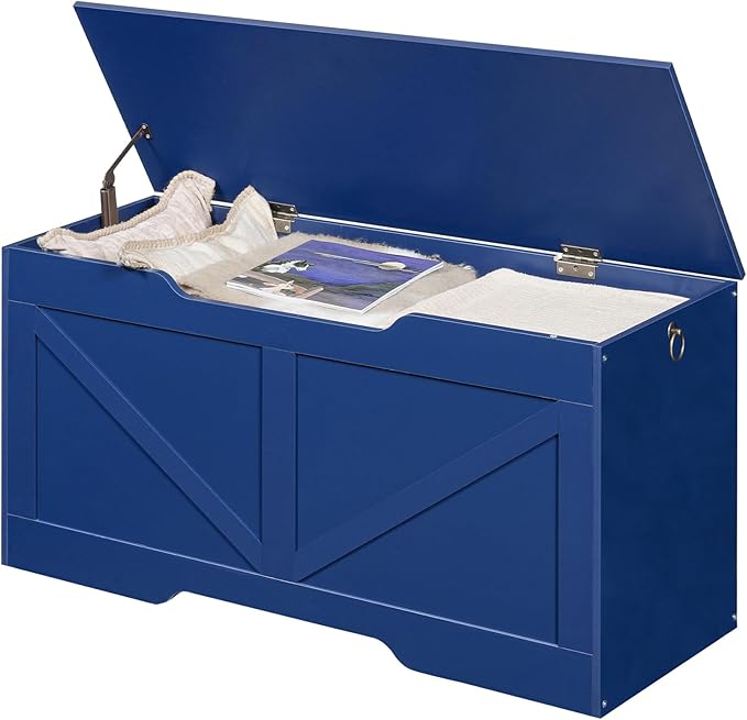 HOOBRO Storage Bench, 39.4" Retro Wooden Storage Chest - Image 7