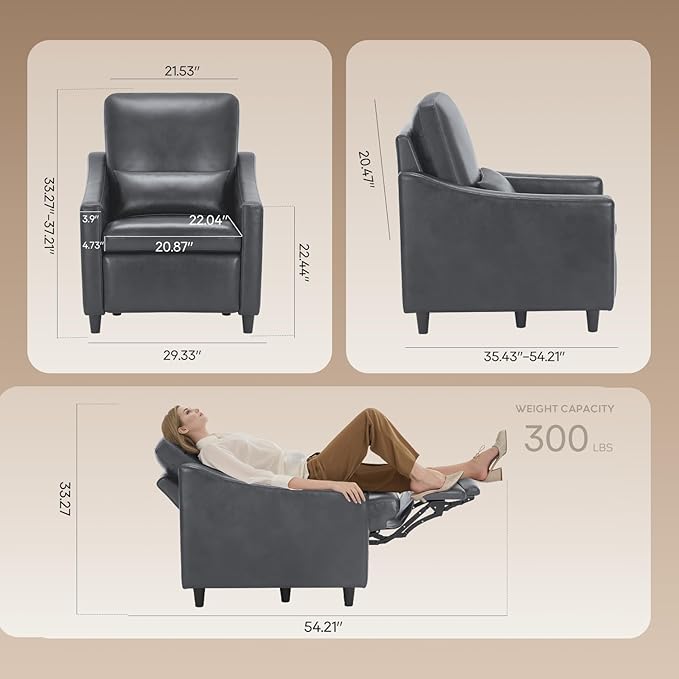 COLAMY Pushback Electric Recliner Chair Set of 2, Premium Leather Upholstery - Image 2