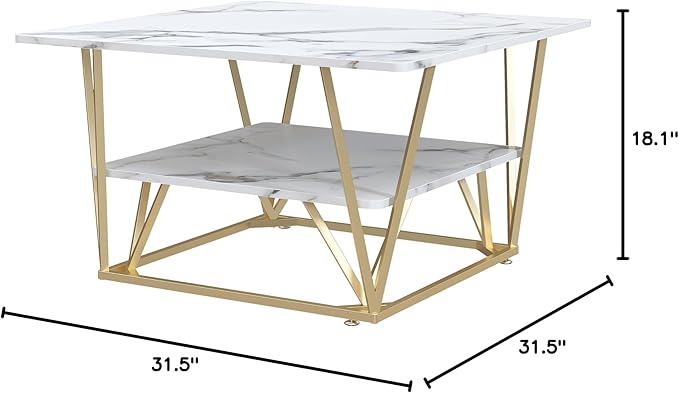 Elephance Square Coffee Table for Living Room, 31.5 Inch Modern Coffee Table - Image 2
