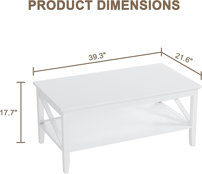 ChooChoo White Coffee Table Classic X Design - Image 2