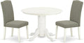 East West Furniture SHEN3-LWH-06 3 Piece Dining Set Contains a Round Kitchen by EastWestFurniture
