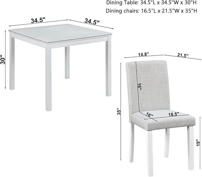 Dining Table Set for 4, 5-Piece Dining Room Table Set - Image 2