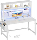 White Computer Desk with Hutch and Pegboard by Unknown