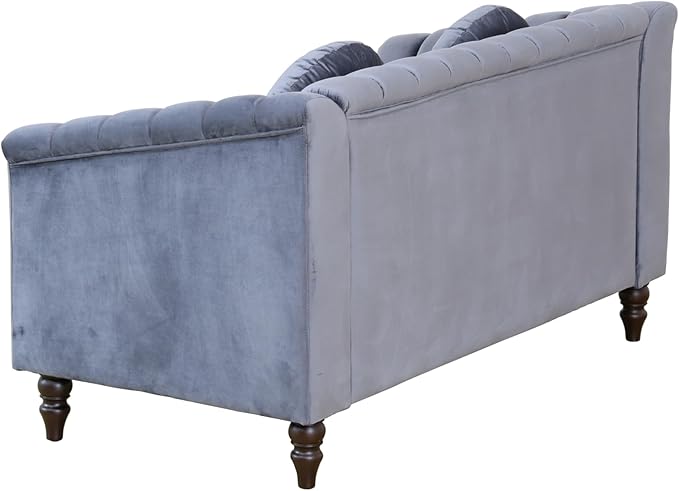 60" Loveseat Sofa, Microfiber Chesterfield Upholstered Sofas Love Seat - Image 4