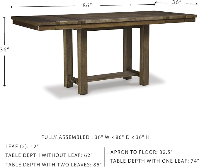 Signature Design by Ashley Moriville Rustic Farmhouse 36" Counter Height Dining - Image 7